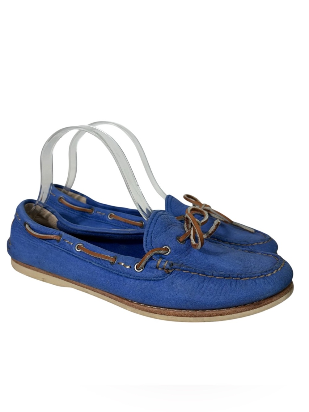 Frye Quincy Tie Boat Slip On Blue Leather Shoes Preppy Colorful Vibrant 8.5